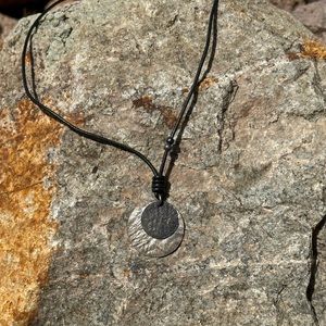 Silpada Coin Necklace with Black Leather Chain
